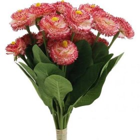 Umělá květina, umělá bellis ve svazku, sedmikrásky bílo-růžové L32cm 10ks