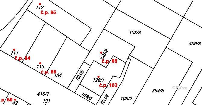 Žešov 65, Prostějov na parcele st. 126/2 v KÚ Žešov, Katastrální mapa