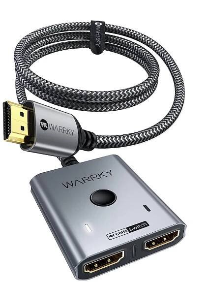 WARRKY SWITCH HDMI 2 PORTY 4K 60HZ HDCP 2.2 KABEL 1 METR