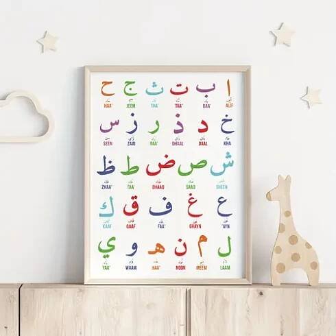 [rychlé dodání] barevný plátno s arabskou islámskou abecedou & čísly - voděodolné, nezarámované nástěnné umění pro pokoj mládeže, obývací pokoj, dekorace kanceláře | moderní vzdělávací  