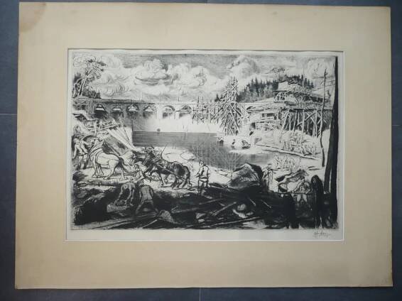 Alex Adolf Jelínek (1890 - 1957) - Údolí přehrady na Želivce - lept, grafika, signováno - Antikvariát Valentinská