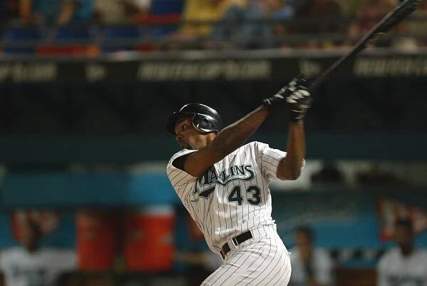 Juan Encarnacion swings at a pitch