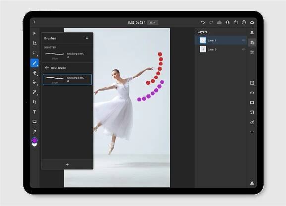 Použití štětců aplikace Capture v aplikaci Photoshop na iPadu