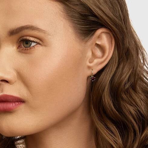 NÁUŠNICE ZE ŽLUTÉHO ZLATA S KULATÝMI GRANÁTY - NÁUŠNICE S GRANÁTEM - NÁUŠNICE