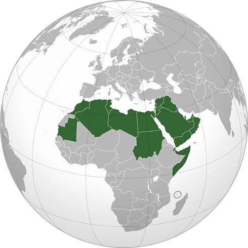 Soubor:Member states of the Arab League (orthographic projection).svg – Wikipedie