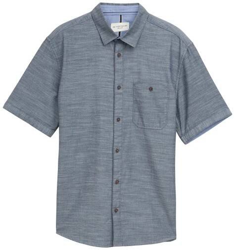 Pánská košile TOM TAILOR krátký rukáv modrá - L | EXE JEANS | Specialisté na džíny Mustang, Cross, Mavi a další