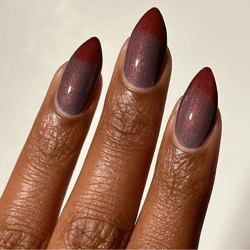 burgundy and purple shimmer nails