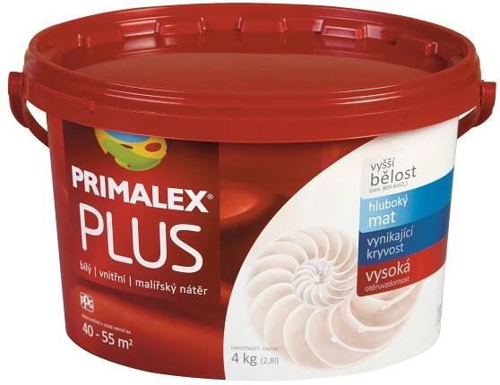 Primalex Plus Barva na stěnu bílá; matná; 4 kg