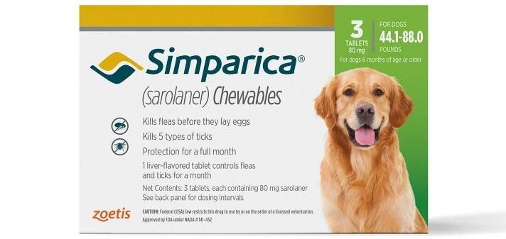 Simparica Chewable for Dogs 44.1-88 lbs, 3 Month Supply