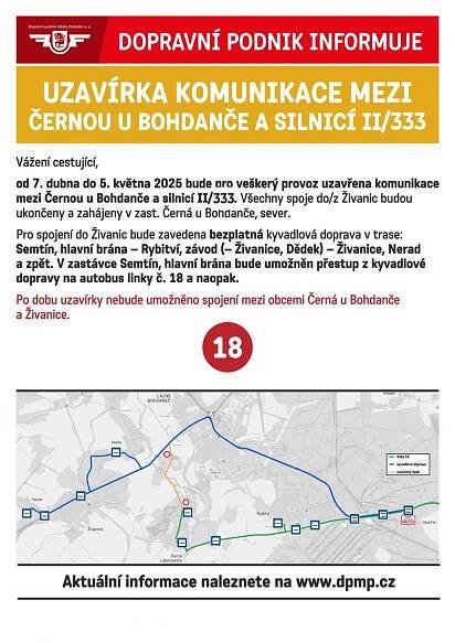 Uzavírka Černá u Bohdanče - Živanice - obrázek