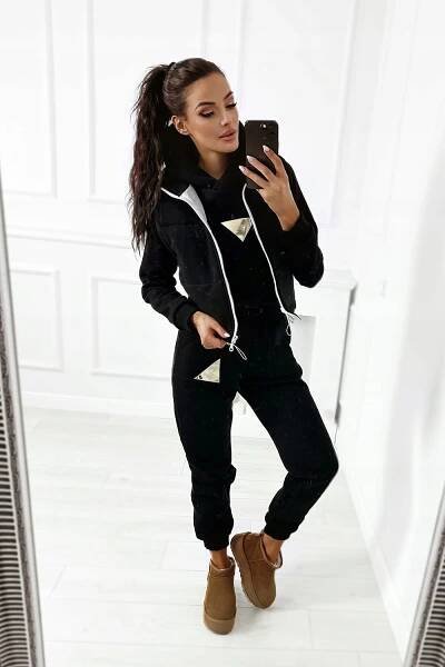 LA CREME teplý teplákovka 3 díly _ M / L __ 38 / 40 Druh kalhot zúžená nohavice