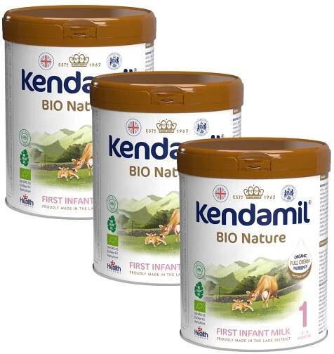 3x KENDAMIL Batolecí BIO Nature mléko 3 (800 g) DHA+