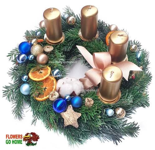 Adventní věnec - zlaté svíčky