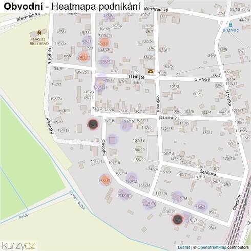 Mapa Obvodní - Firmy v ulici.