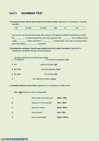 Project 2 Unit 3 Grammar Test