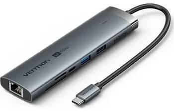 USB hub Vention 9-in-1 USB-C to HDMI / USB-C / USB 3.0 / USB 2.0 / RJ45 / SD/TF / 3.5mm / PD Docking Station