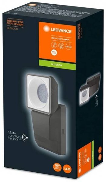 Ledvance - LED Venkovní nástěnné svítidlo se senzorem SPOT LED/8W/230V IP55 černá