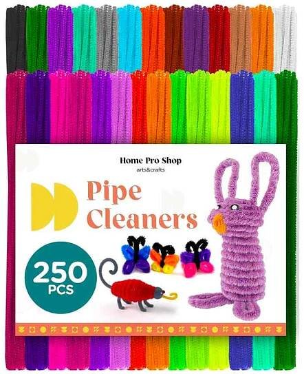 250 colorful pipe cleaners in a pack to purchase.