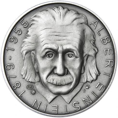 Albert Einstein - 135. výročí narození stříbro patina