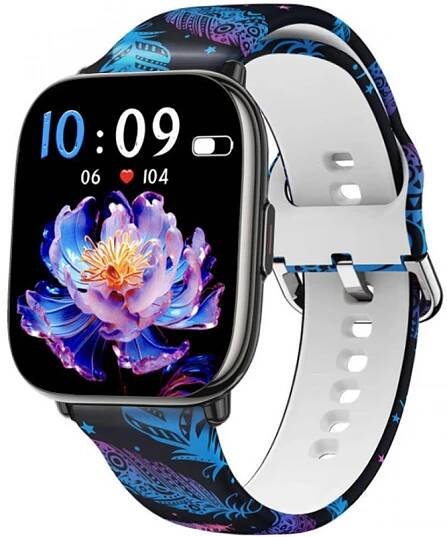 Chytré hodinky Madvell Nova s bluetooth voláním černá s silikonovým řemínkem peříčka