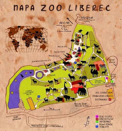 Malovaný plánek ZOO Liberec