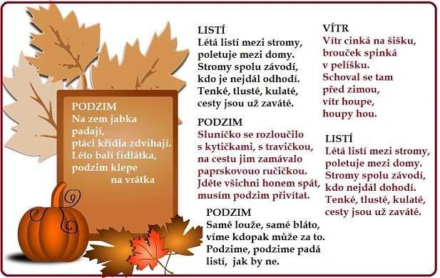 a thanksgiving poem with autumn leaves and pumpkins