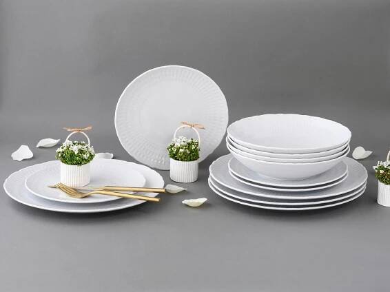 JÍDELNÍ SOUPRAVA, porcelán - bílá, Trend, keramika (36,5/36,5/34,5cm) - Creatable