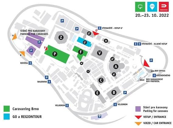 Plánek veletrhu Caravaning Brno 2022