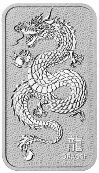 1 oz Australia Rectangular Lunar Dragon 2025 BU stříbrná cihlička