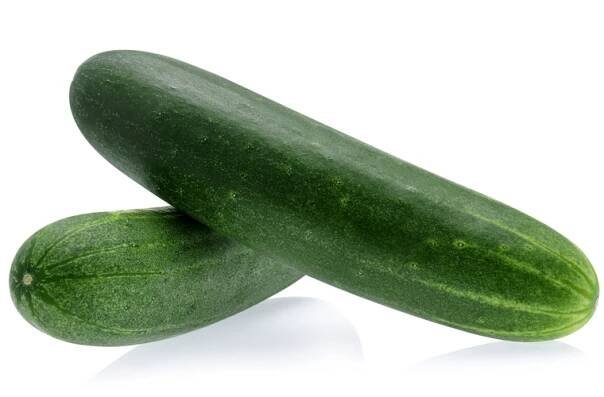 Two cucumbers stacked with white background