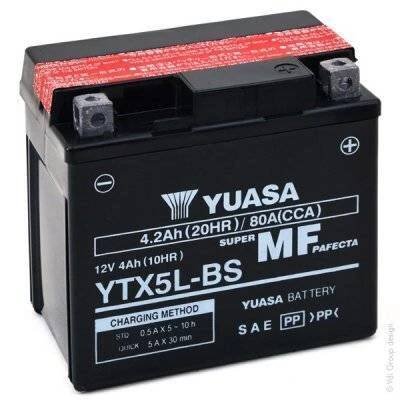 Motobaterie Yuasa Super MF 12V, 4Ah, 80A, YTX5L-BS