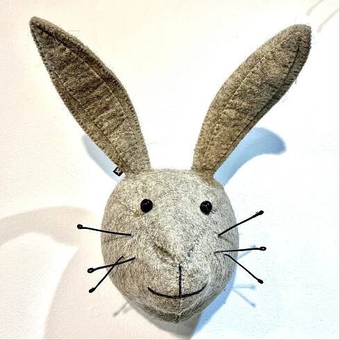 Mini Grey Hare Felt Head