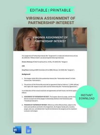 Virginia Assignment Of Partnership Interest Template