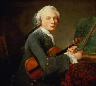 Mladý muž s houslemi aneb Portrét Charlese Theodose Godefroye (1718-96), cca 1738 od Jean-Baptiste Simeon Chardin
