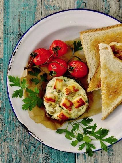 Portobello s petrželovou Ricottou a sýrem Halloumi | Coolinářka