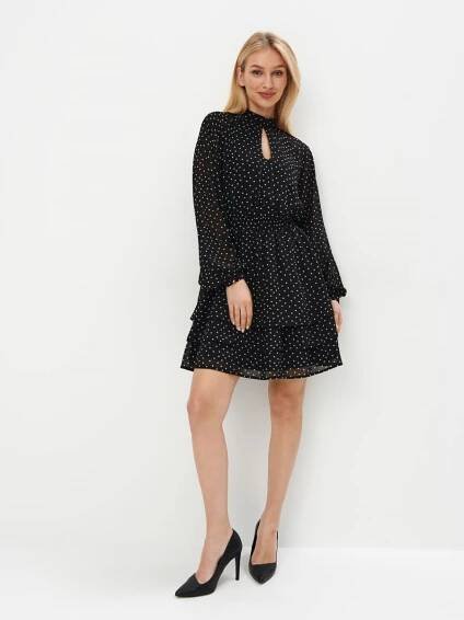 Puntíkované mini šaty Barva černá - MOHITO - 7386Y-99P