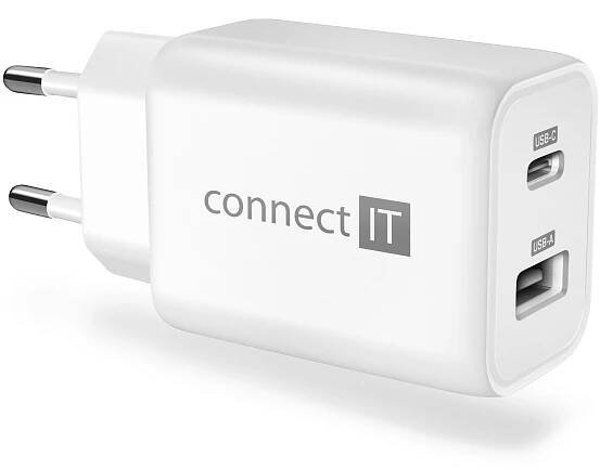 Nabíječka do sítě Connect IT Wanderer2 GaN, 1× USB-C + 1x USB-A, 33W...