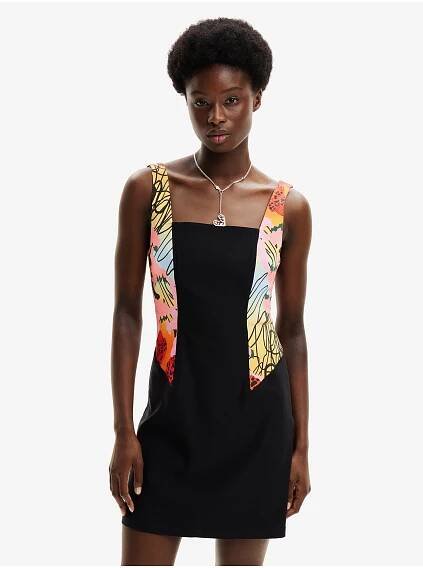 Desigual Letní šaty MONSIEUR CHRISTIAN LACROIX Marbella 24SWVW75 Černá Slim Fit