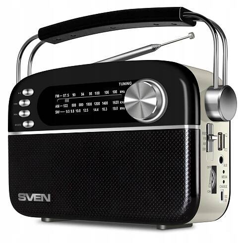 SVEN SRP-505 BLACK rádio FM AM SW retro přenosné akumulátorové vintage