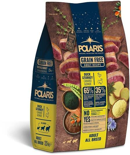Polaris bezobilné granule s čerstvým masem Adult s kachním a krůtím 2,5 kg