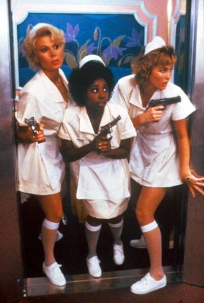 With her co stars, Marion Ramsay and Janet Jones in the films that made her famous
