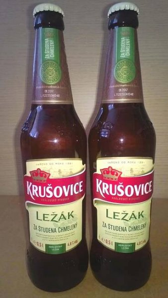 Krušovice ležák za studena chmelený 12°,  lahev piva Krušovice ležák za studena chmelený 12°