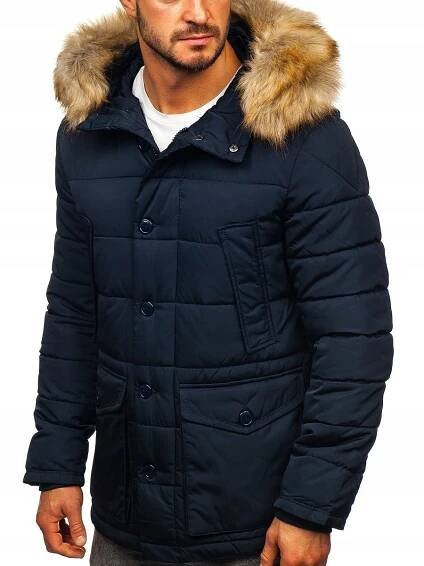 ZIMNÍ BUNDA PARKA TMAVĚ MODRÁ JK361 DENLEY_2XL Kapuce s kapuci