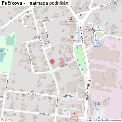 Mapa Fučíkova - Firmy v ulici.
