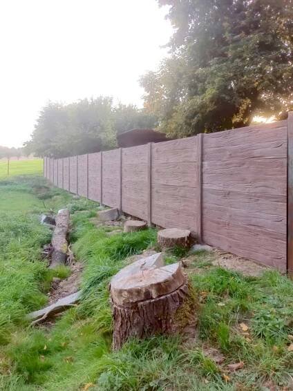 Betonová deska plotová, oboustranná – 200 x 50 cm - dřevo - šedá