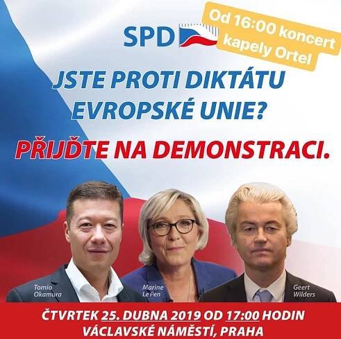 Demonstrace SPD proti diktátu Evropské unie, vystoupí skupina Ortel | ParlamentniListy.cz – politika ze všech stran 