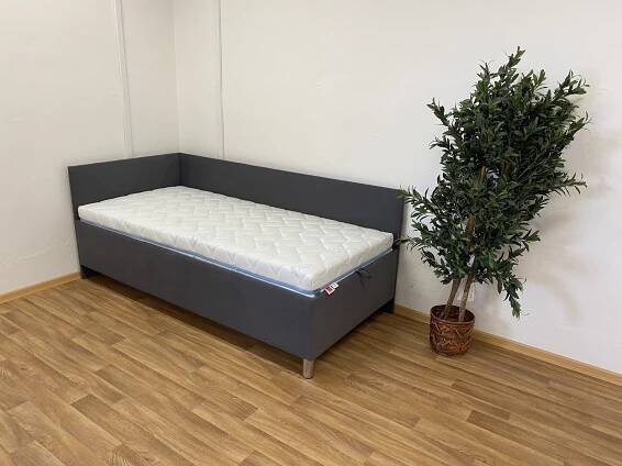 Čalouněná postel s úložným prostorem RYAN 90X200, tmavě šedá - Nábytek Real