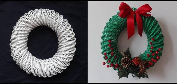 Papierowa wiklina - jak zrobić wianek, wicker paper Diy, Handmade Decorations, Basteln, Kerst, Diy Wreath, Diy Paper, Handmade Christmas Decorations