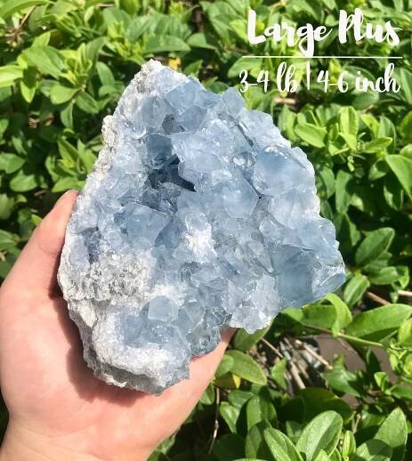 Raw Celestite Cluster - Madagascar Ocean Blue Celestite Geode - Healing Crystal for Reiki Therapy Meditation/Home Gift--1-4 lb