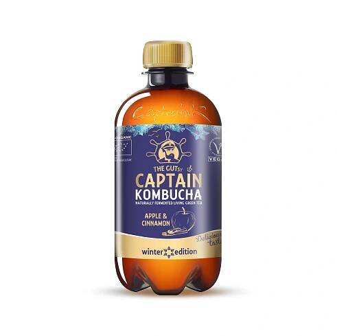 Captain Kombucha Kombucha jablko a skořice zimní edice 400 ml BIO